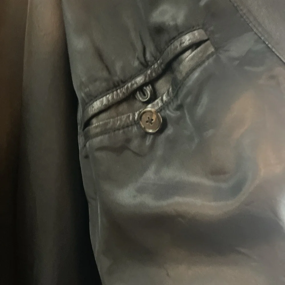 Vintage COACH Leather Women's Trench Coat Sz L Black 1996-1999 Soft Long Buttons